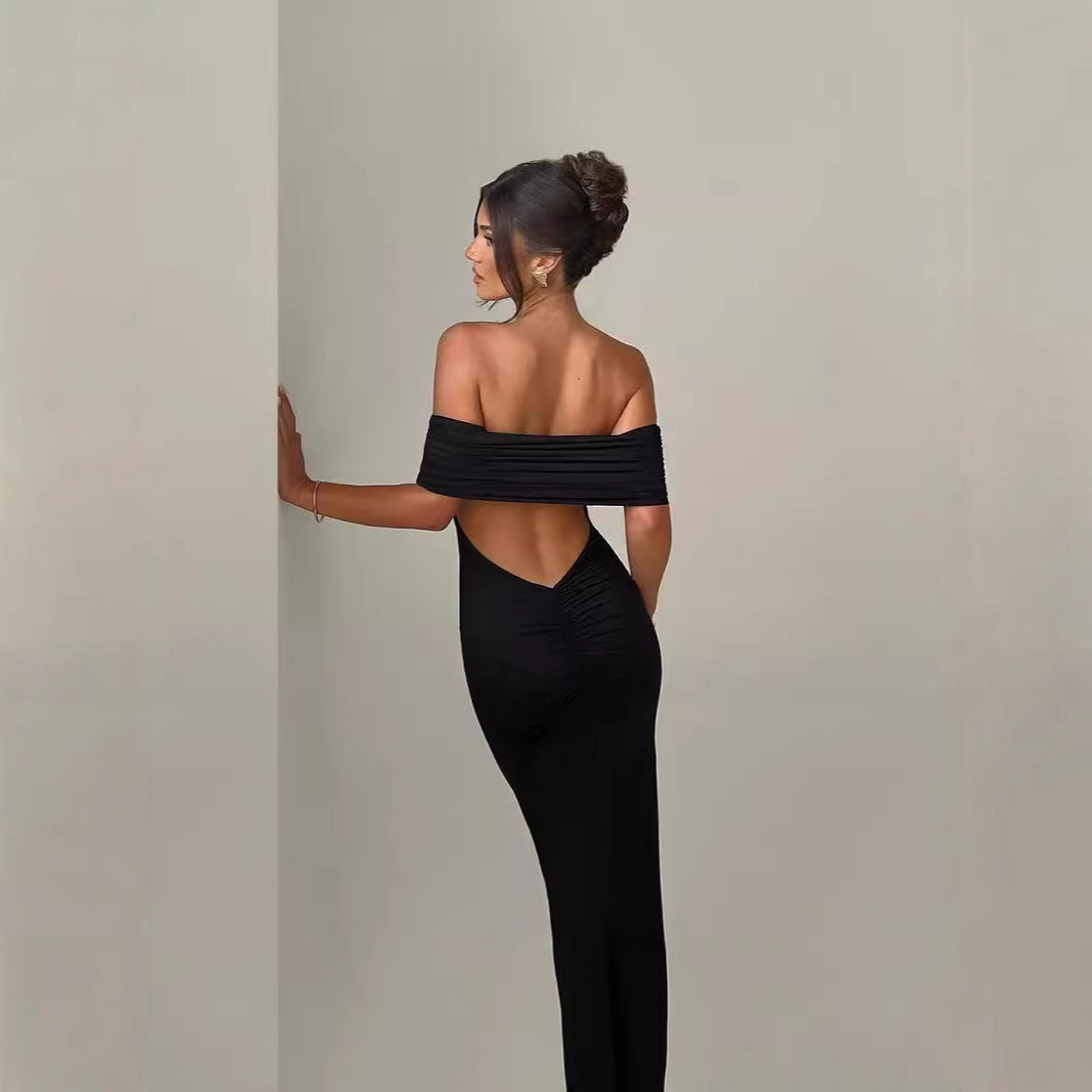 Damen Elegantes Wickelkleid mit Off-Shoulder-Ausschnitt und figurbetontem Schnitt R&B