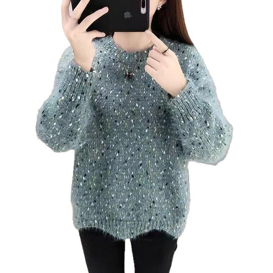 Damen Flauschiger Pulli mit einzigartigem Strukturdesign und funkelnden Akzenten R&B