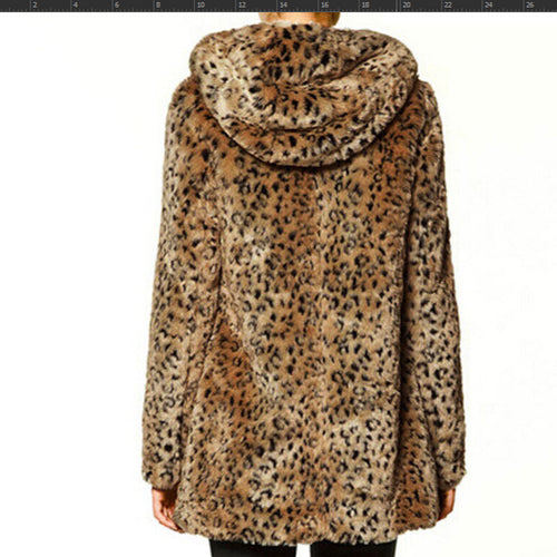 Damen Luxuriöse Kunstpelzjacke mit Leopardenmuster und praktischen Taschen R&B