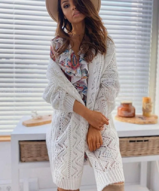 Damen Großer Strickcardigan mit Ajourmuster R&B
