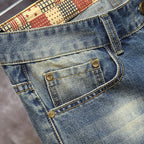 Herren Destroyed Denim-Shorts mit stylischen Rissen und Vintage-Details R&B