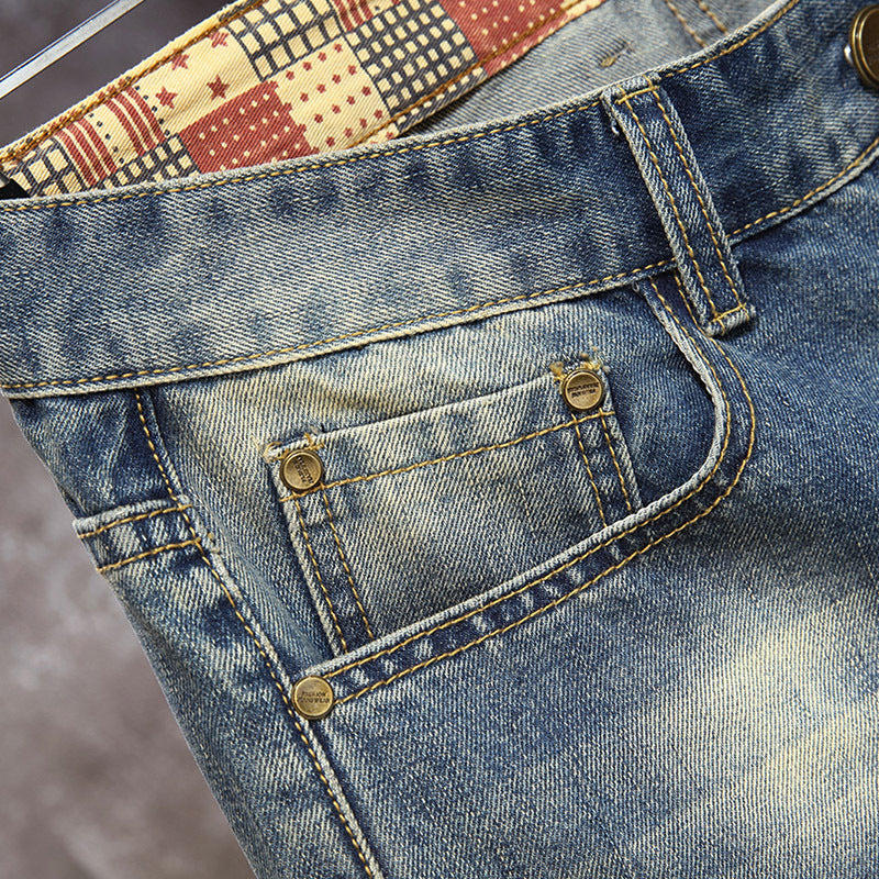 Herren Destroyed Denim-Shorts mit stylischen Rissen und Vintage-Details R&B