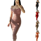 Damen Wickelkleid mit romantischem Rüschendesign und figurbetonendem Schnitt R&B