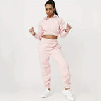 Damen Sportliches Cropped Hoodie und lässige Jogginghose Set