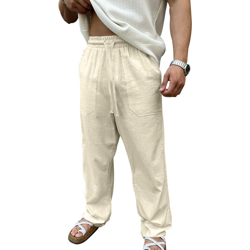 Herren Bequeme Leinenfreizeithose mit elastischem Bund und praktischen Seitentaschen R&B