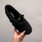 Damen Kuschel-Hausschuhe aus weichem Fleece mit dekorativem Riemchen R&B