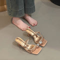 Damen elegante Riemchen-Sandalen mit funkelndem Akzent und komfortablem Absatz R&B