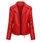 Damen modische Kunstlederjacke mit schicker Zipp-Detailierung