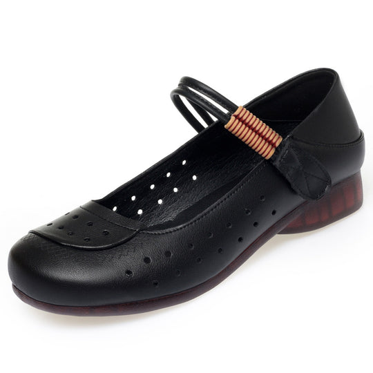 Damen atmungsaktive und bequeme Mary Jane Ballerinas mit elastischem Riemen R&B