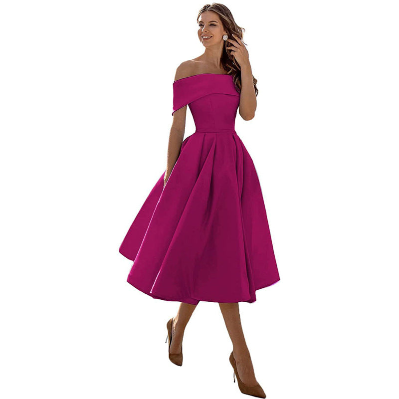 R&B | Legere Mode Satin Cocktailkleid Ohne Träger