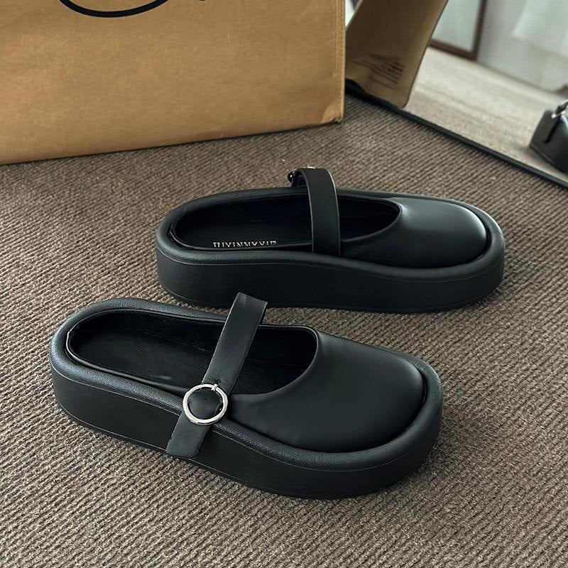 Damen Stylish Plateau-Pantoletten mit verstellbarem Riemen und komfortabler Sohle R&B