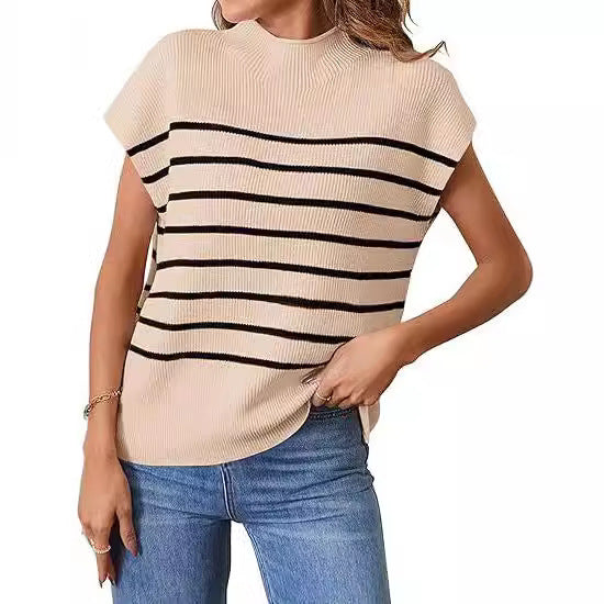 Damen lässiges gestreiftes Strickoberteil im modernen Schnitt