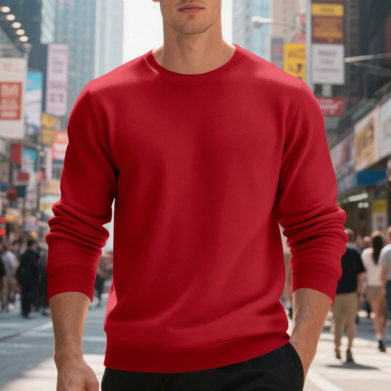 Herren lässiger Rundhals-Sweatshirt aus hochwertigem Baumwollmix mit strukturiertem Material R&B