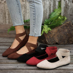 Damen Ballerina-Schuhe mit elastischen Kreuzbändern und rutschfester Sohle R&B
