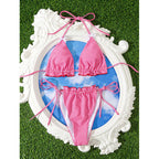 Damen Check-Muster Triangel-Bikini Set