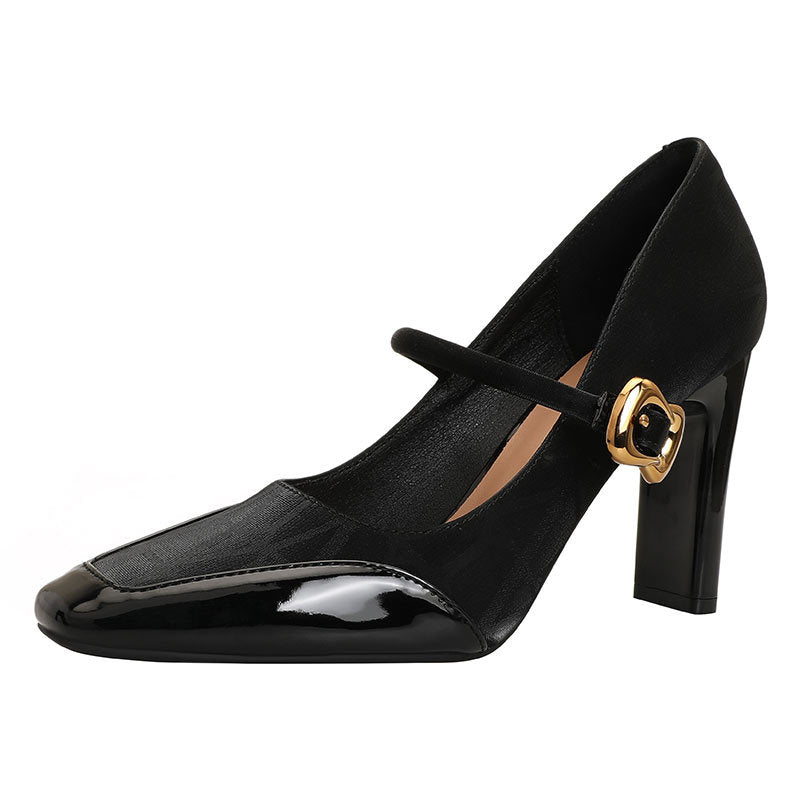Damen elegante Mary Jane Pumps mit robustem Blockabsatz