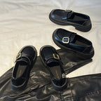 Damen Elegante Loafers mit glänzender Oberfläche und dekorativem Schnallenverschluss R&B