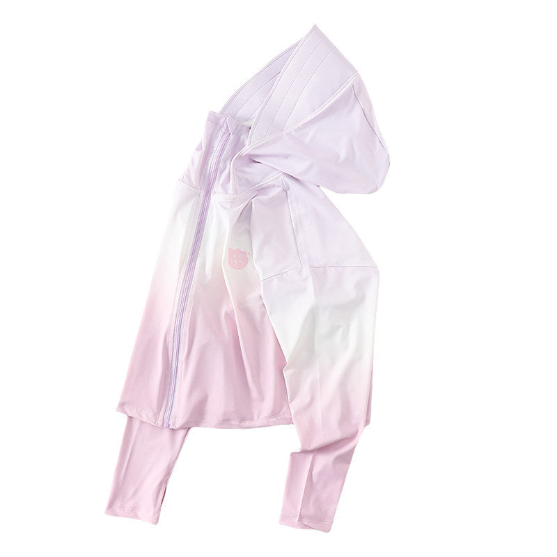 Damen nan leichte UV-Schutz Kapuzenjacke aus Funktionsstretch mit durchgehendem Reißverschluss und Raglanärmeln R&B