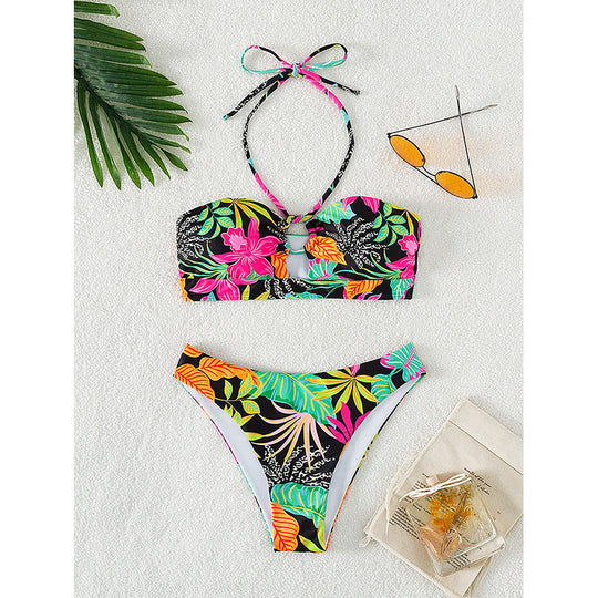 Damen Bandeau-Bikini-Set mit floralem Design und hochwertigem Schnitt R&B