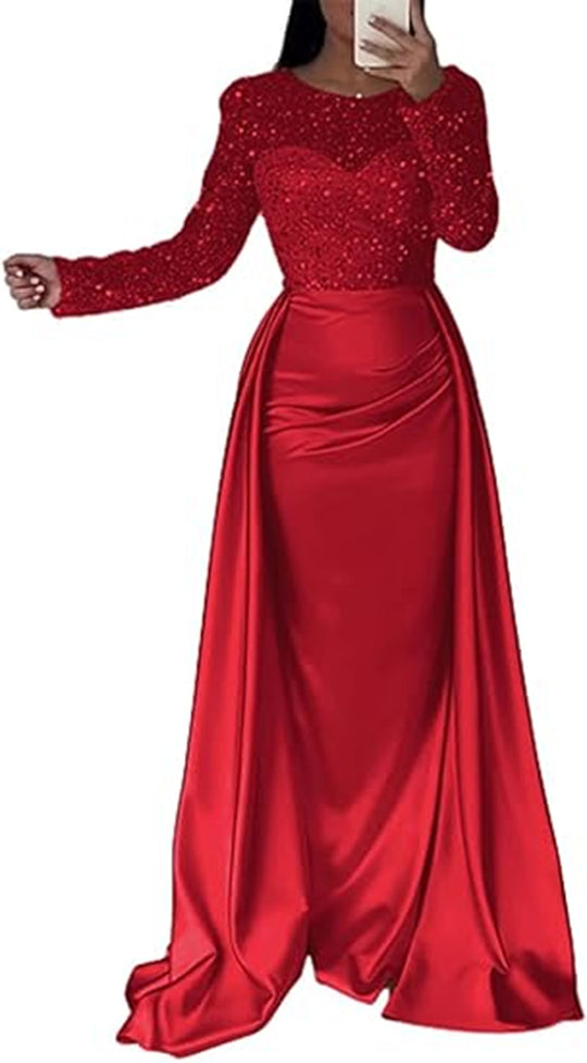 Damen Elegantes Abendkleid mit Glitzerdetails und fließendem Stoff R&B