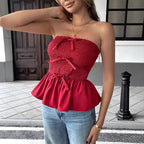 Damen Bandeau-Top mit gerafftem Detail und schmeichelndem Volant R&B
