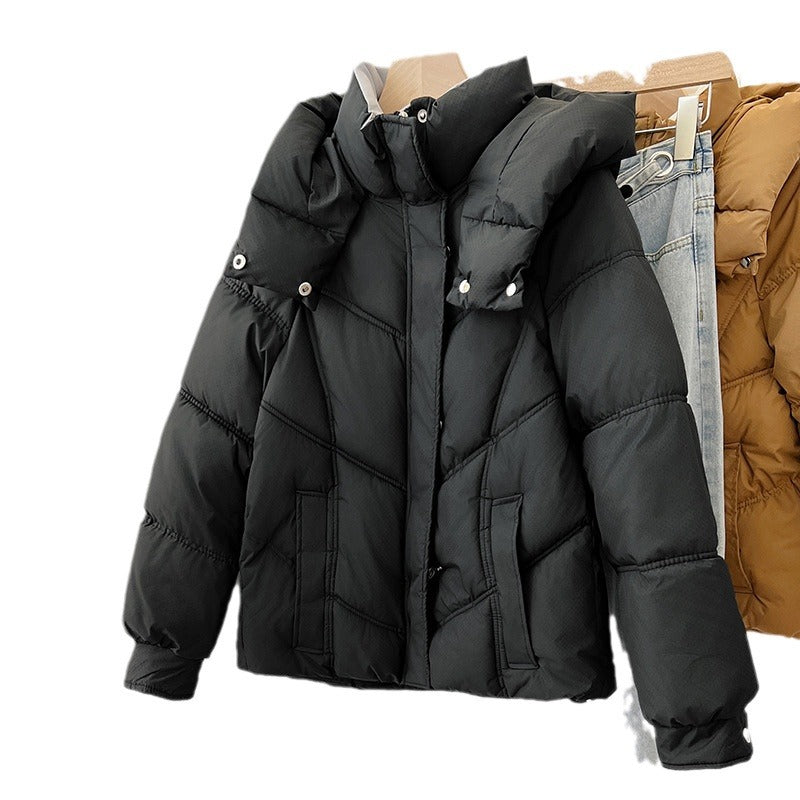 Damen modische pufferjacke mit hohem Kragen und praktischen Taschen R&B