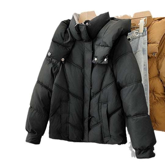 Damen modische pufferjacke mit hohem Kragen und praktischen Taschen R&B