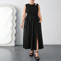 Damen Maxikleid mit seitlichem Schlitz und elegantem Design R&B