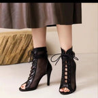 Damen Schnürstiefeletten mit Netz-Obermaterial und elegantem Absatz R&B