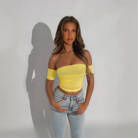 Damen Off-Shoulder Top mit figurformendem Schnitt R&B