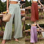 Damen Weite Sommerhose mit hohem Taillenbund und luftigen Falten R&B