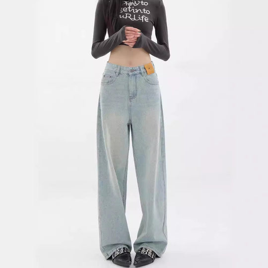 Damen Weit geschnittene Hochbundjeans im modischen Vintage-Look R&B