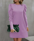 Damen Puffärmel Minikleid mit elegantem Rundhalsausschnitt R&B