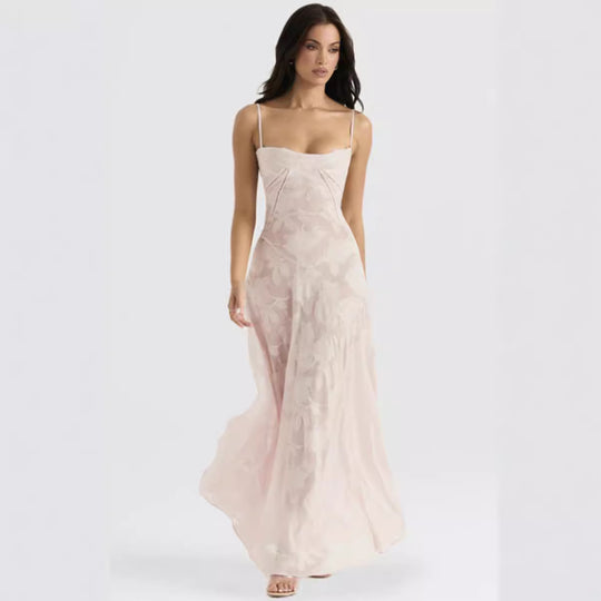 Damen nan figurbetontes Maxikleid mit Miederkonstruktion und Spaghettiträgern R&B