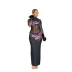 Damen Transparente Maxi-Robe mit kunstvollen Schmetterlingsdetails R&B