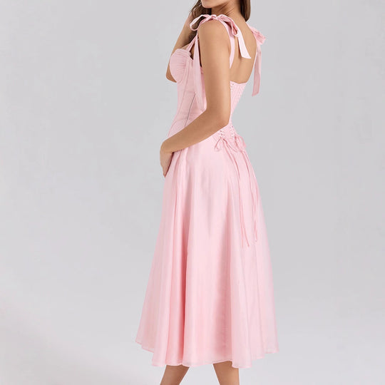 Damen Elegantes Midikleid mit schulterfreien Trägern R&B