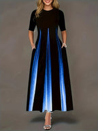 Damen Maxikleid mit eleganten Seitentaschen und luxuriösem Glanz R&B