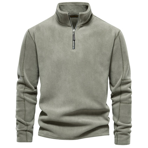 Herren nan leichter Fleece-Troyer mit Kurzreißverschluss und Stehkragen R&B