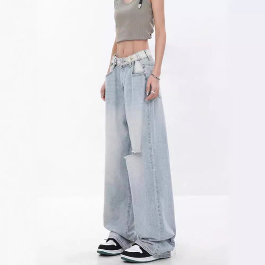 Damen Baggy-Jeans mit hohen Taille und lässiger Passform R&B