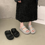 Damen komfortable Plateau-Sandalen mit breitem Doppelriemen und rutschfester Sohle R&B