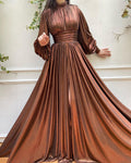 Damen Elegantes Maxikleid mit plissierten Details und luxuriösem Fall R&B