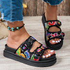 Damen Sandalen mit buntem, verziertem Riemendesign R&B