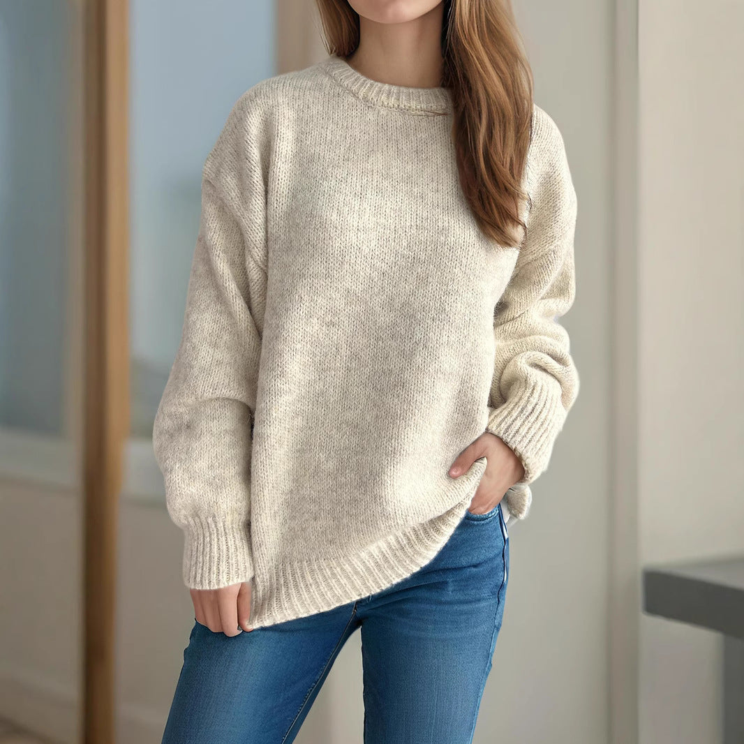 Damen lässiger Oversize-Pullover mit strukturiertem Maschenmuster R&B