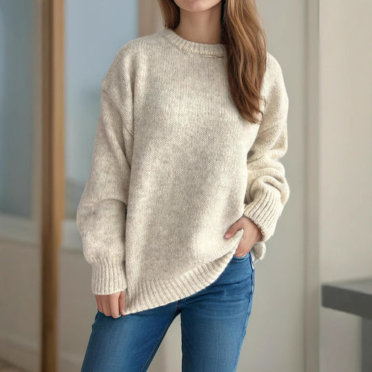 Damen lässiger Oversize-Pullover mit strukturiertem Maschenmuster R&B