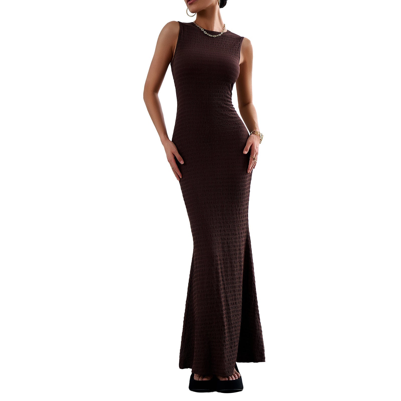 Damen Elegantes figurbetontes Abendkleid mit Fließendem Saum R&B