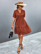 Damen Maxikleid mit floralem Muster und elastischer Taillierung R&B