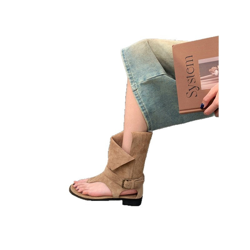 Damen modische und elegante Stiefeletten mit offenem Zehenbereich R&B