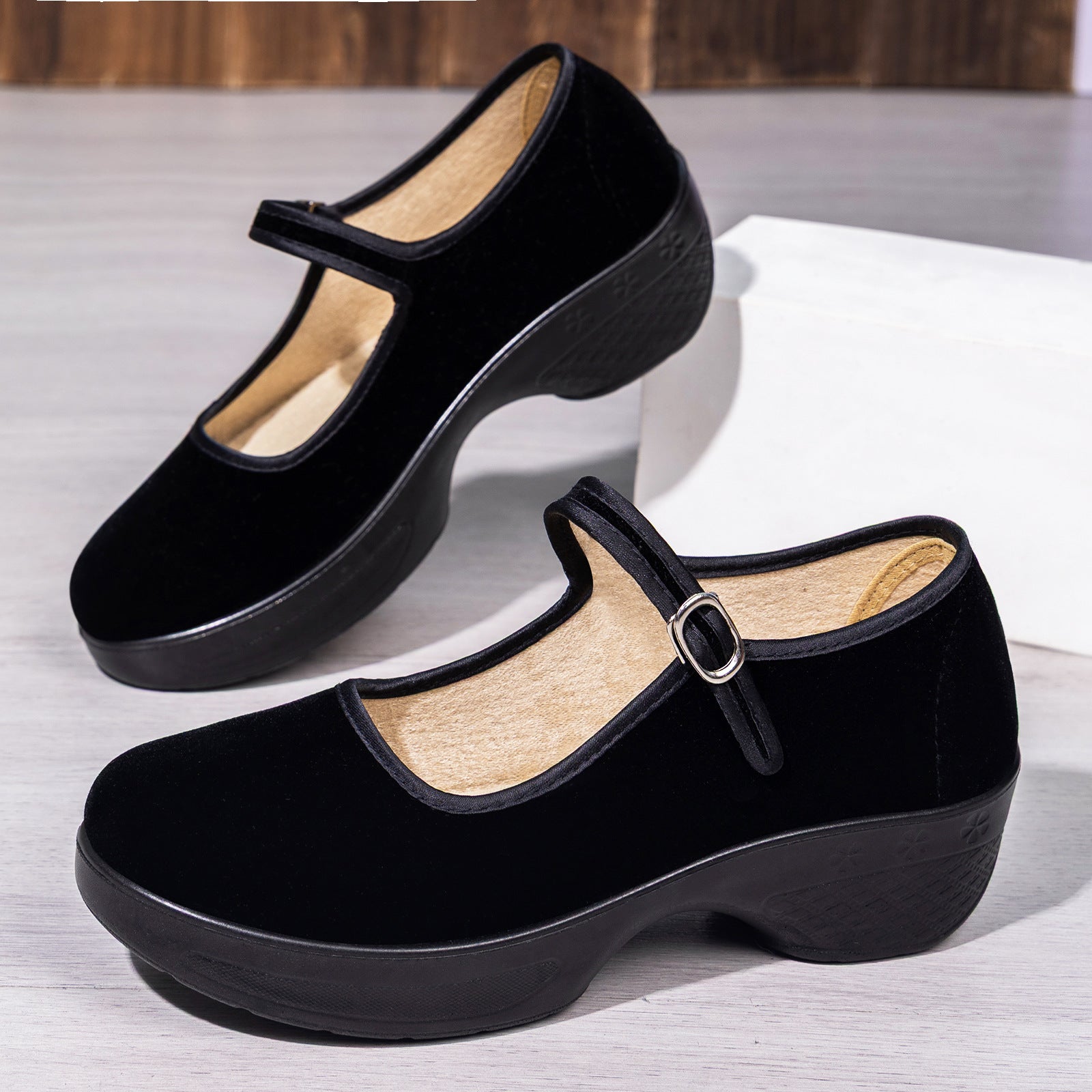 Damen Komfortable Mary Jane Schuhe mit verstellbarem Riemen