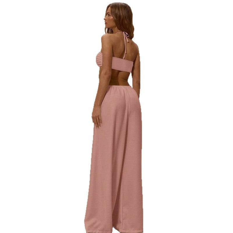 Damen Maxikleid mit seitlichem Cut-Out und Halterneck-Design R&B