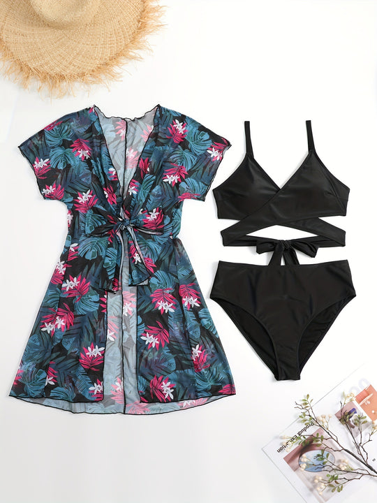 Damen Wickelkleid und Bikini-Set R&B